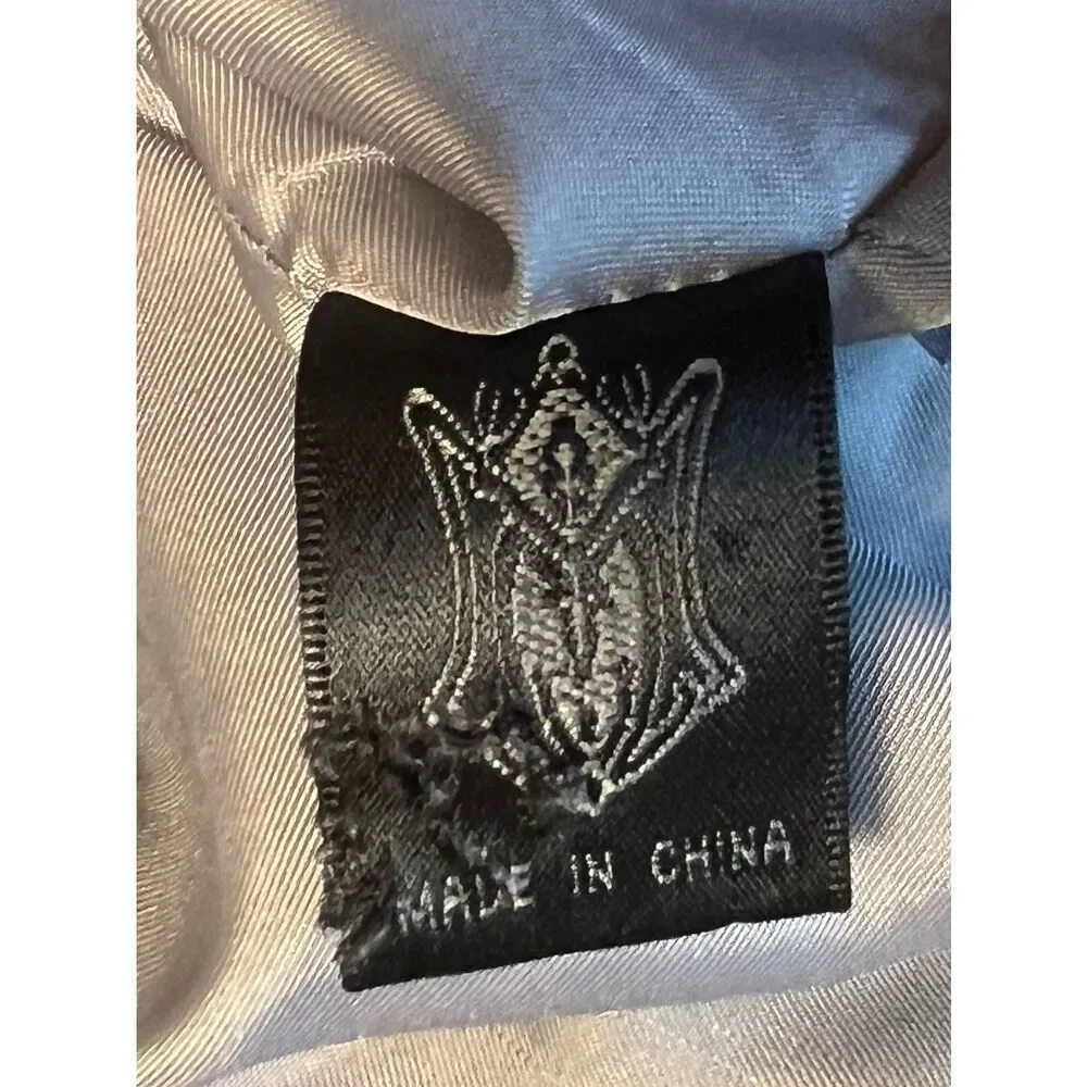 Monarchy Embroidered Silver Grey Vest Back Closure Front Pockets Size S